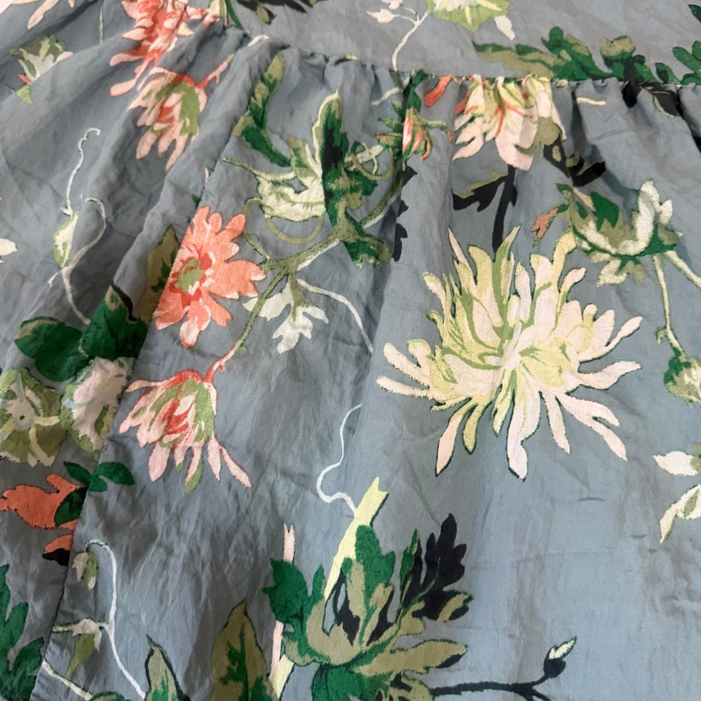 H&M‎ Floral Print Tiered Dress Blue Green Pink Long Sleeve Size S - Picture 5 of 12